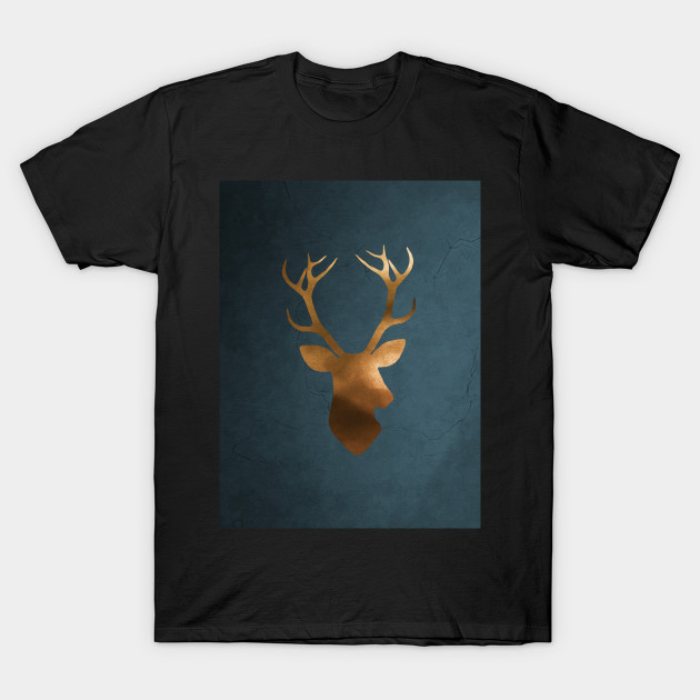 Gold deer watercolor painting